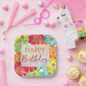 Happy Birthday farbenfrohe Frühlingsblumen Pappteller (Party)
