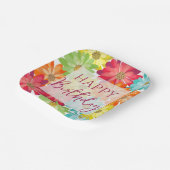 Happy Birthday farbenfrohe Frühlingsblumen Pappteller (Gewinkelt)