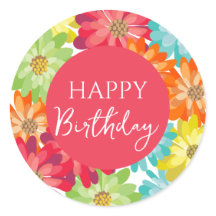 Happy Birthday farbenfrohe Frühlingsblumen