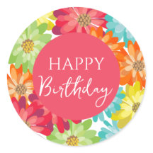 Happy Birthday farbenfrohe Frühlingsblumen