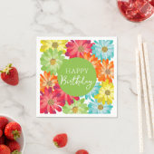 Happy Birthday farbenfrohe Frühlingsblumen Serviette (Beispiel)