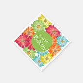 Happy Birthday farbenfrohe Frühlingsblumen Serviette (Ecke)