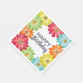 Happy Birthday farbenfrohe Frühlingsblumen Serviette (Ecke)