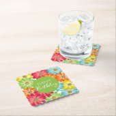 Happy Birthday farbenfrohe Frühlingsblumen Untersetzer (Vor Ort)