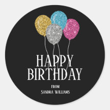 Happy Birthday farbenfrohe Glitzer Balloons Custom