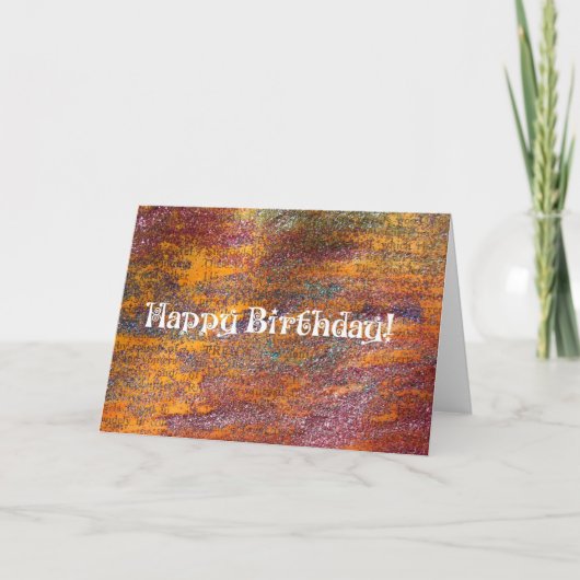 Happy Birthday farbenfrohe Glitzer Mixed Media Karte (Vorderseite)