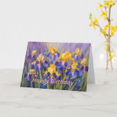 Happy Birthday farbenfrohe Iris-Blume Karte (Gelbe Blume)