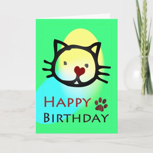 Happy Birthday farbenfrohe Katzen Paws Karte (Vorderseite)