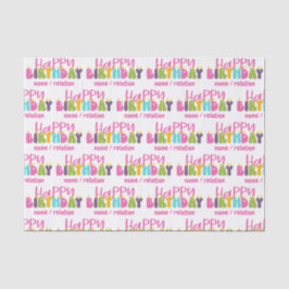 Happy Birthday farbenfrohe Kerzen Personalisiert Seidenpapier