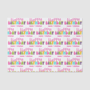 Happy Birthday farbenfrohe Kerzen Personalisiert Seidenpapier