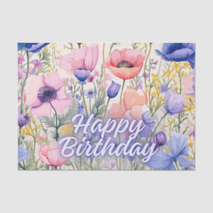 Happy Birthday farbenfrohe Mohn-Blume Seidenpapier