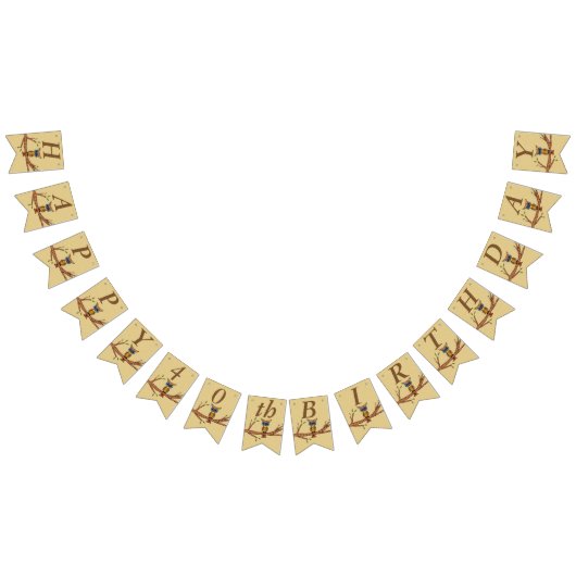 Happy Birthday farbenfrohe Owl on Branntbrown Wimpelkette (Alle)