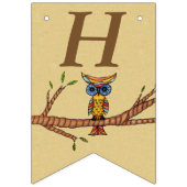 Happy Birthday farbenfrohe Owl on Branntbrown Wimpelkette (Erste Fahne)