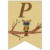 Happy Birthday farbenfrohe Owl on Branntbrown Wimpelkette (Dritte Fahne)