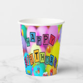 Happy Birthday farbenfrohe Paper Party Cup Pappbecher (Vorderseite)