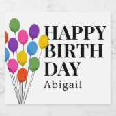 Happy Birthday farbenfrohe Party Balloons Schaumweinetikett (Einzelnes Label)