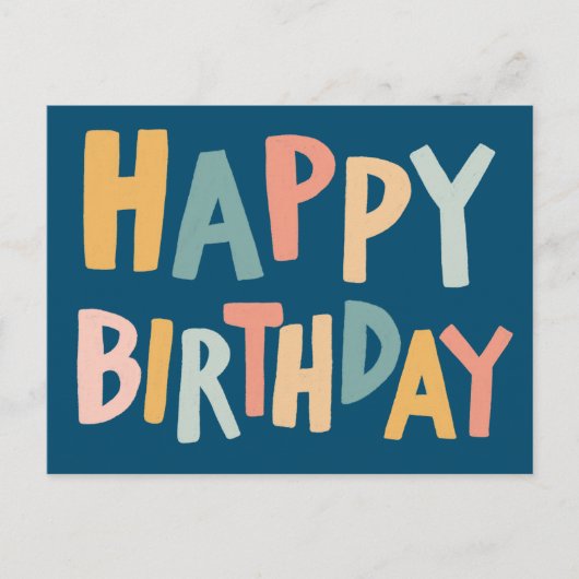 HAPPY BIRTHDAY farbenfrohe Pastel Handlettering Ni Postkarte (Vorderseite)