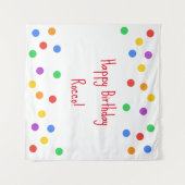 Happy Birthday farbenfrohe Polka Dots Kinder Wandteppich (Vorderseite (Horizontal))
