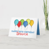 Happy Birthday farbenfrohe Regenbogenballons Confe Karte (Vorderseite)