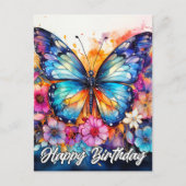 Happy Birthday | Farbenfrohe Schmetterlinge Postkarte (Vorderseite)