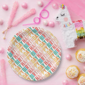 Happy Birthday farbenfrohe Typografie Pappteller (Party)