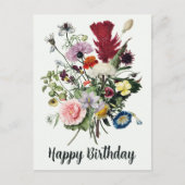 Happy Birthday farbenfrohe Vintage Wildblumen Postkarte (Vorderseite)