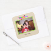 Happy Birthday farbenfrohe Vorlage Quadratischer Aufkleber (Umschlag)