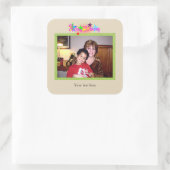 Happy Birthday farbenfrohe Vorlage Quadratischer Aufkleber (Tasche)