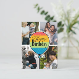 Happy Birthday Farbenfroher Ballon 4 Fotokarte Postkarte
