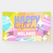 Happy Birthday farbenfroher Cartoon Balloons Glitz Banner (Horizontal)