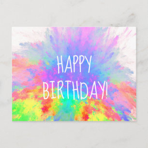 Happy Birthday Farbexplosion Regenbogen Abstract Postkarte