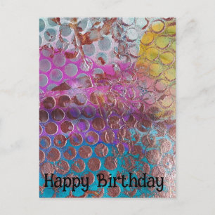 Happy Birthday Farbige Abstrakte Punkte Postkarte