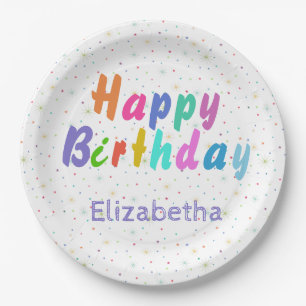 Happy Birthday Farbige Texte personalisieren Pappteller