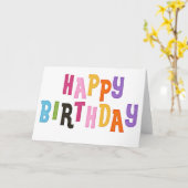 Happy Birthday farbige Worte Grußkarte Karte (Gelbe Blume)