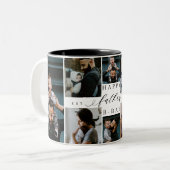 Happy Birthday Father Photo Collage Gift Keepsake Zweifarbige Tasse (Vorderseite Links)