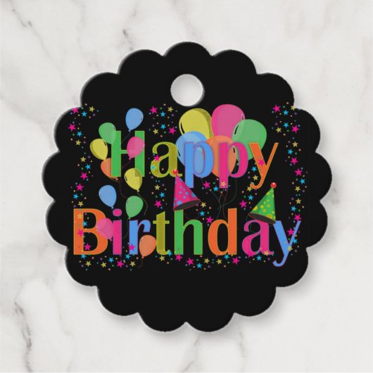 Happy Birthday Favor Tags Geschenkanhänger (Vorderseite)