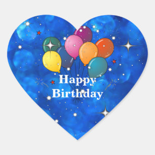 "Happy Birthday", Feierlichkeiten Ballons Herz-Aufkleber