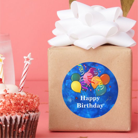 "Happy Birthday", Feierlichkeiten Ballons Runder Aufkleber (Party)