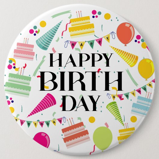 Happy Birthday-Feiern Button (Vorderseite)