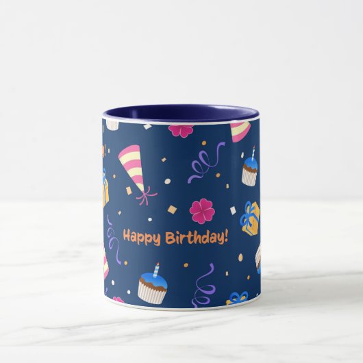 Happy Birthday feiern Design Tasse (Zentrum)