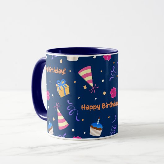 Happy Birthday feiern Design Tasse (Vorderseite Links)