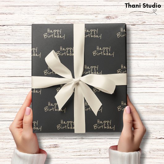 Happy Birthday Feminine Minimine Moderne Typografi Geschenkpapier