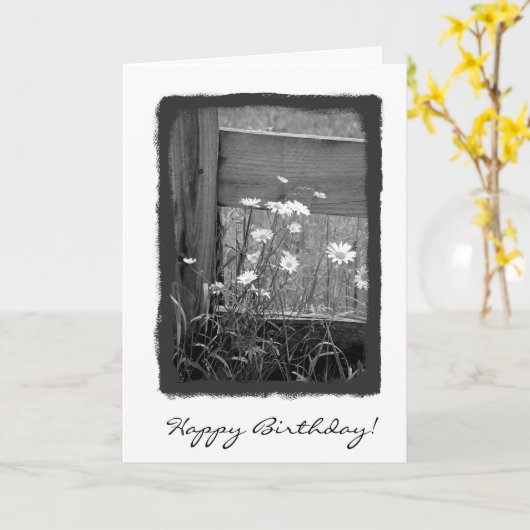 Happy Birthday Fence Karte (Gelbe Blume)