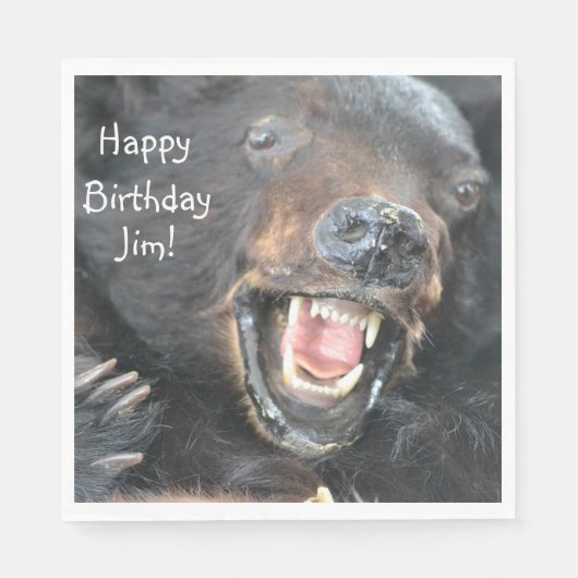 Happy Birthday Ferocious Bär Serviette (Vorderseite)