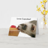 Happy Birthday Ferret Lieben Cupcakes Karte (Gelbe Blume)