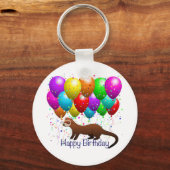 Happy Birthday Ferret Schlüsselanhänger (Vorderseite)