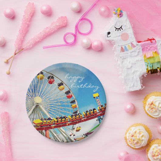 Happy Birthday Ferris Wheel Roller Untersetzer Fot Pappteller (Party)