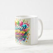Happy Birthday Festive Balloon Celebration Kaffeetasse (VorderseiteRechts)