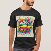Happy Birthday Festive Balloon Celebration T-Shirt (Vorderseite)