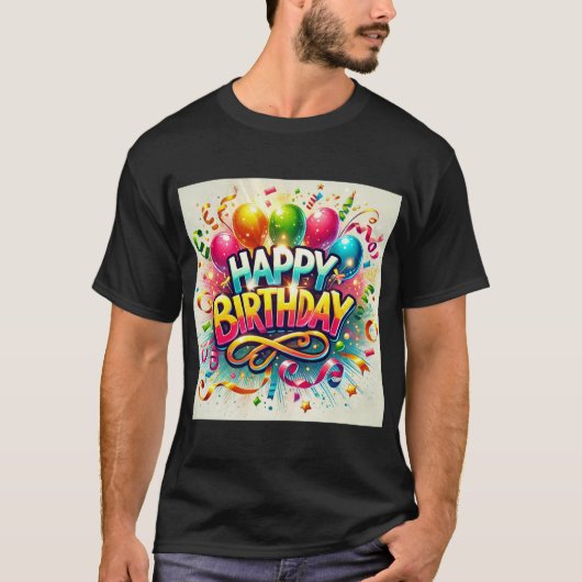 Happy Birthday Festive Balloon Celebration T-Shirt (Vorderseite)